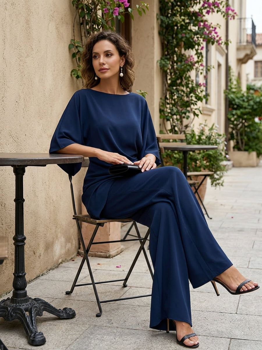 Abril | Conjunto de Blusa con Manga Capa y Pantalón Ancho