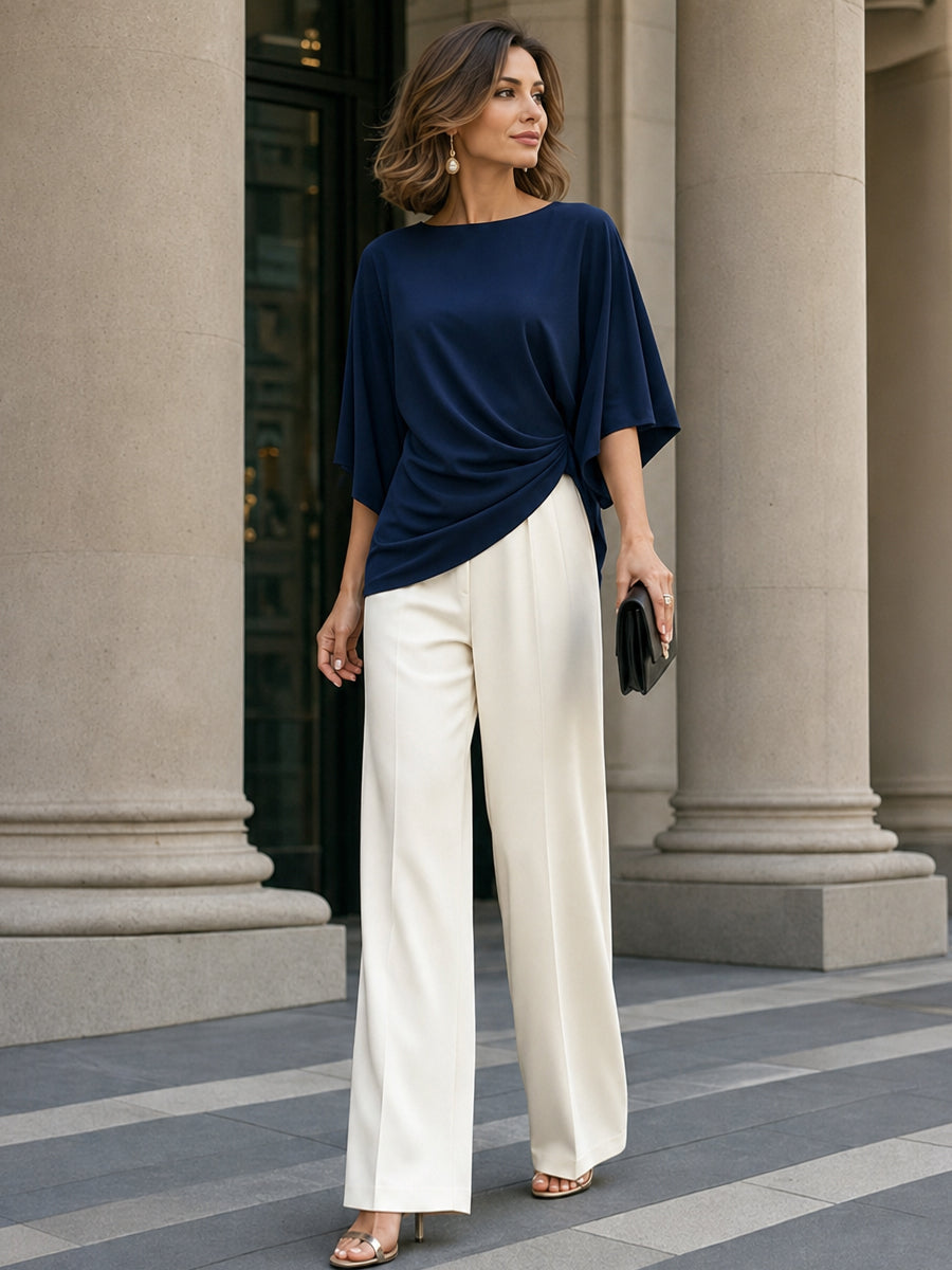 Abril | Conjunto de Blusa con Manga Capa y Pantalón Ancho