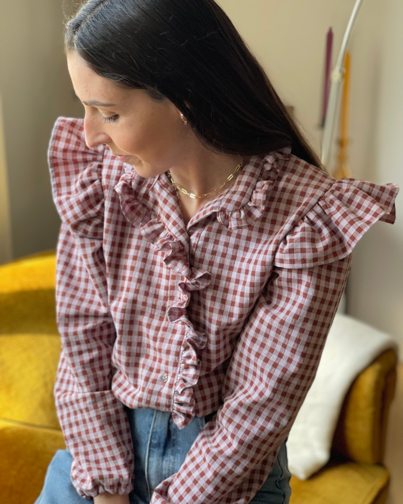 Amapola | Camisa de Cuadros Vichy Granate