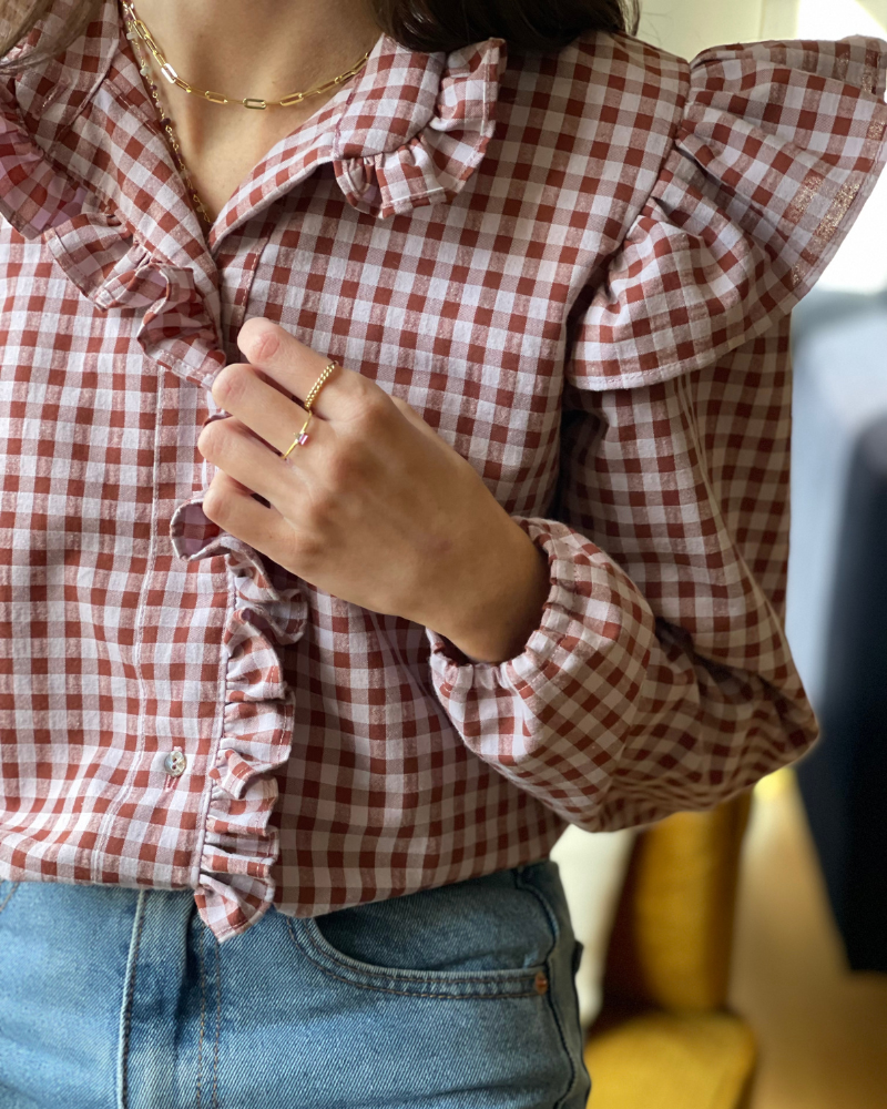 Amapola | Camisa de Cuadros Vichy Granate