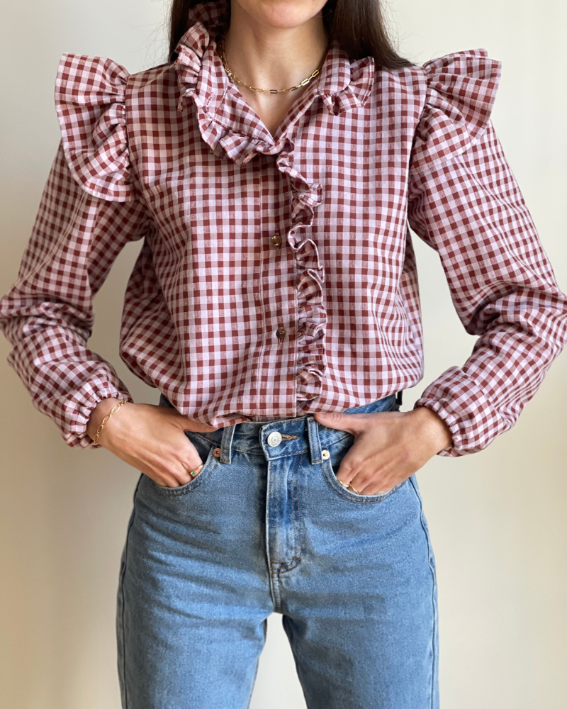 Amapola | Camisa de Cuadros Vichy Granate