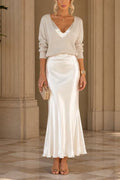 Jovita | Conjunto de Jersey y Vestido Largo de Satén