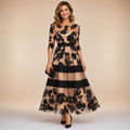 Amelia | Vestido Midi de Encaje Negro y Nude