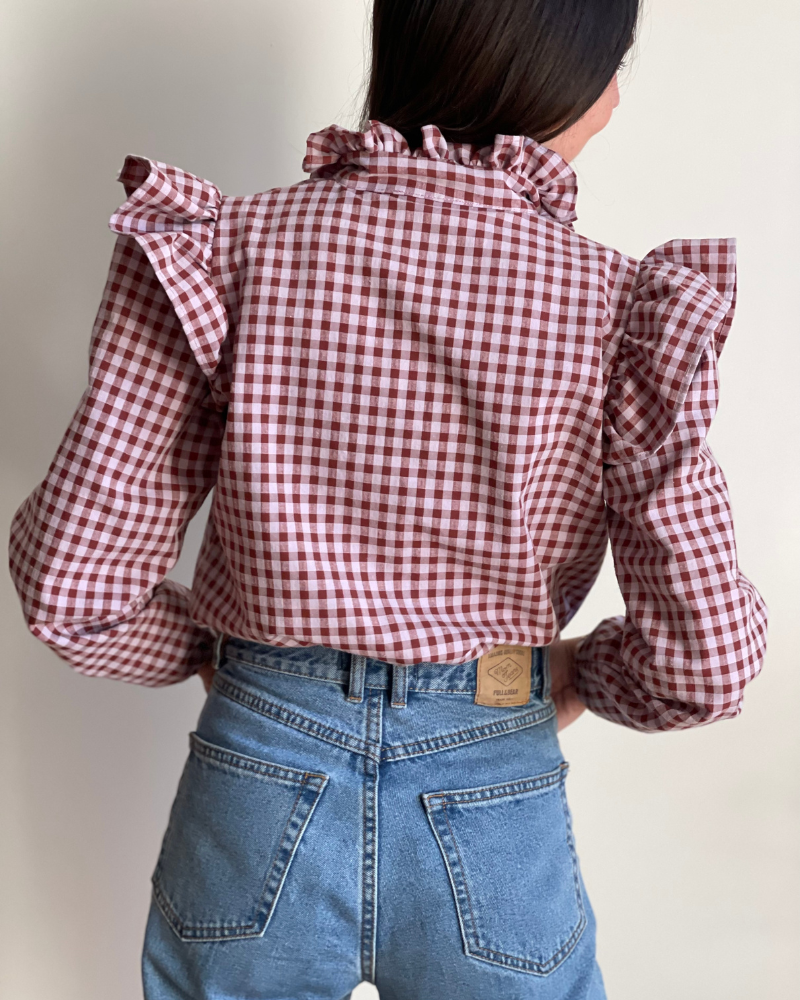 Amapola | Camisa de Cuadros Vichy Granate