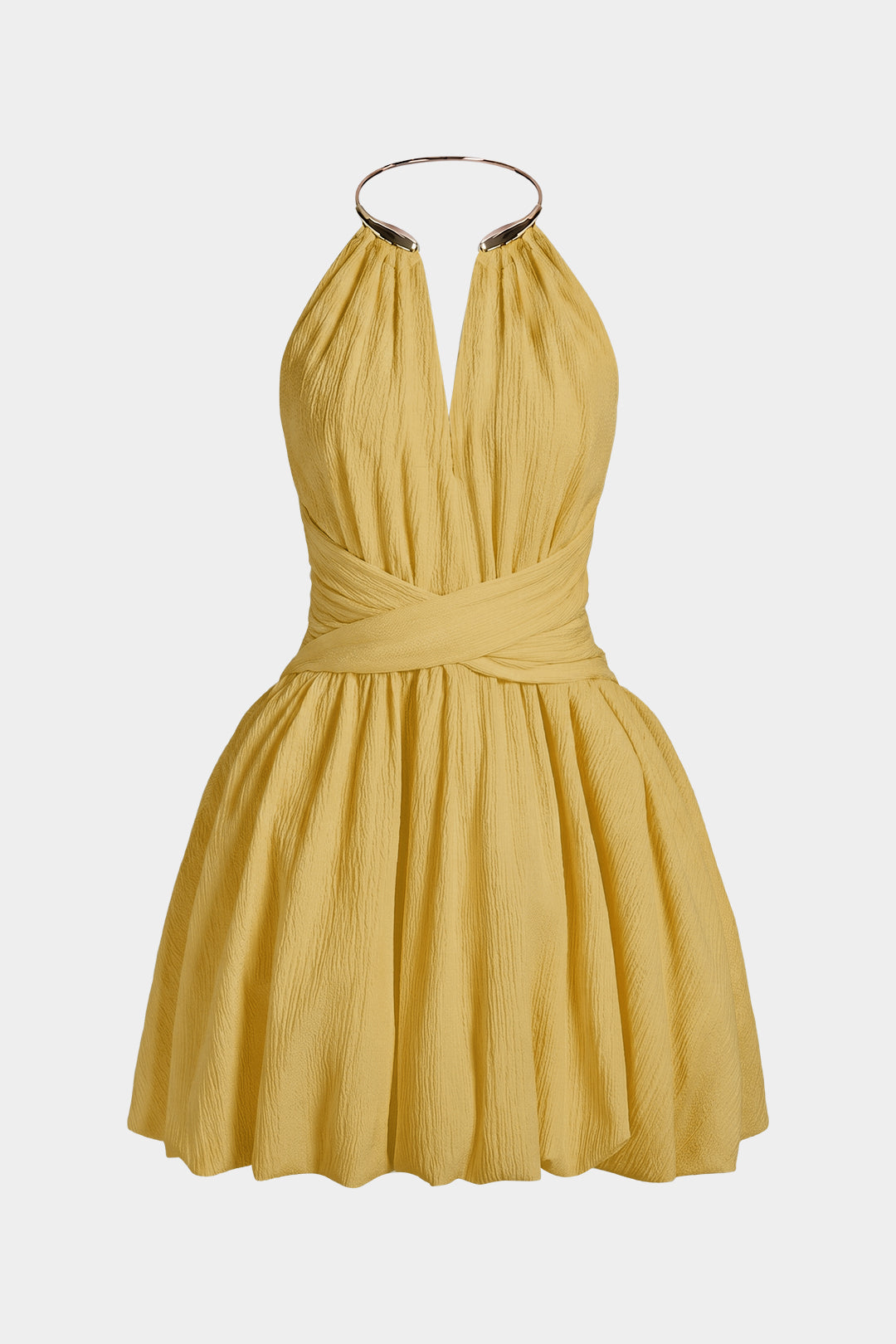 Selene | Minivestido Metalizado con Espalda Cruzada