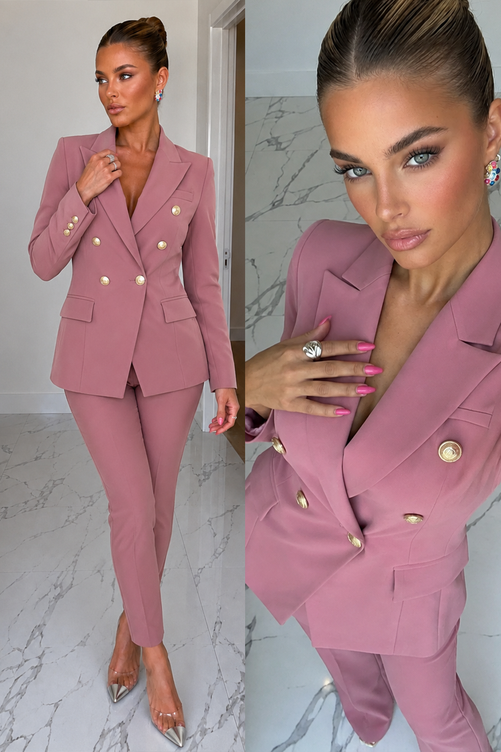 Melisa | Traje de Blazer Cruzada y Pantalón Slim