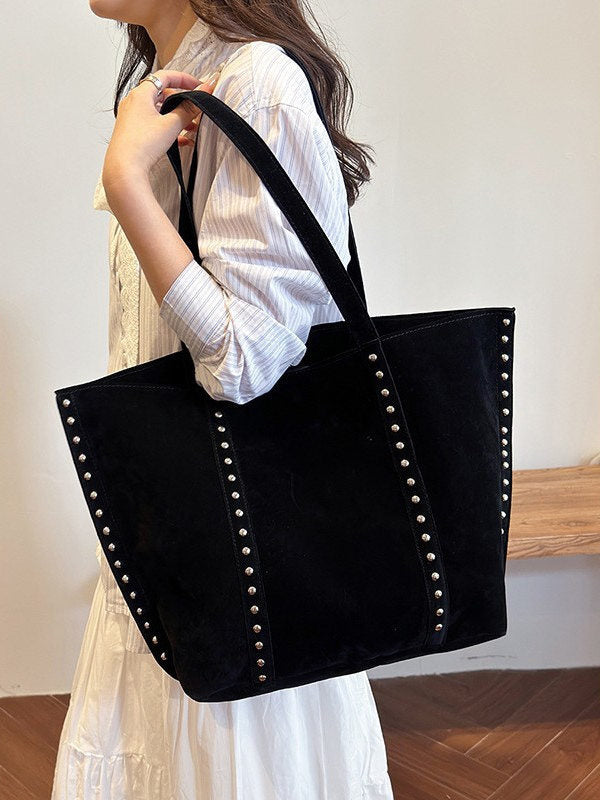 Verona | Bolso Shopper Efecto Ante con Tachuelas