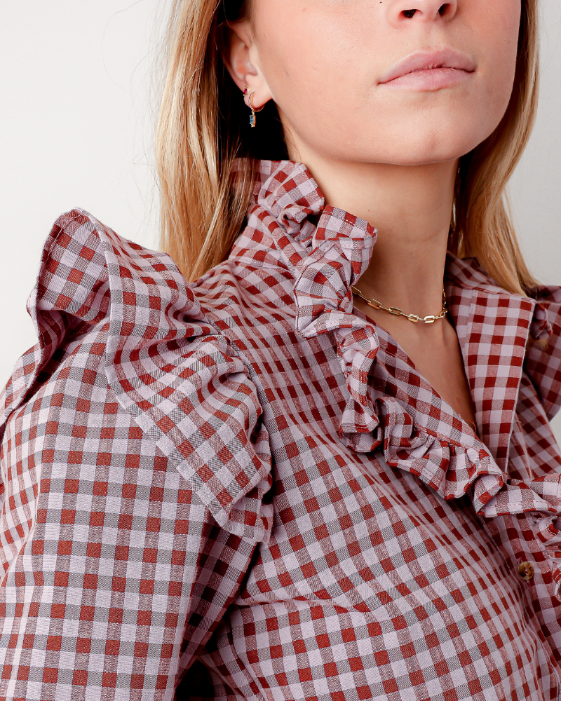 Amapola | Camisa de Cuadros Vichy Granate