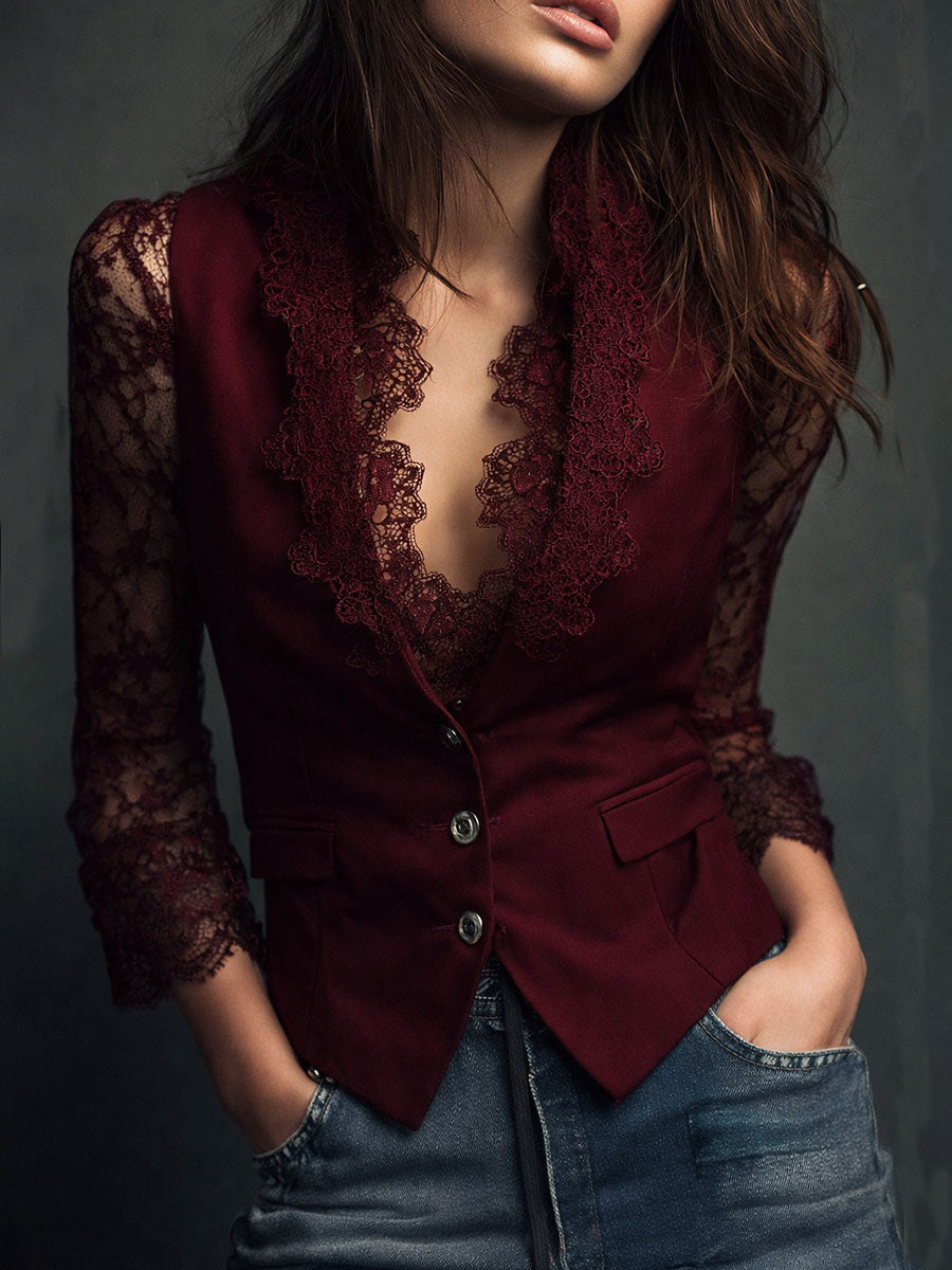 Rebeca | Chaqueta Corta con Mangas de Encaje