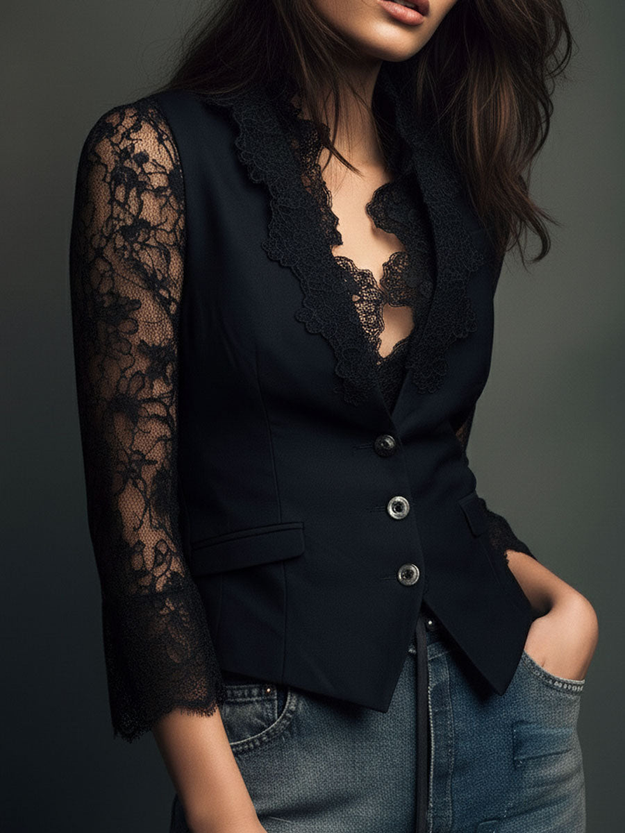 Rebeca | Chaqueta Corta con Mangas de Encaje