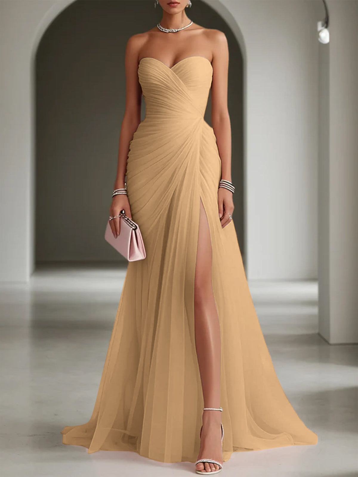 Ariadna | Vestido Largo de Fiesta Drapeado con Abertura