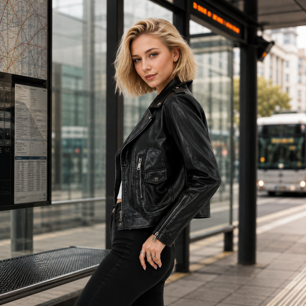 Viena | Chaqueta Biker Efecto Piel