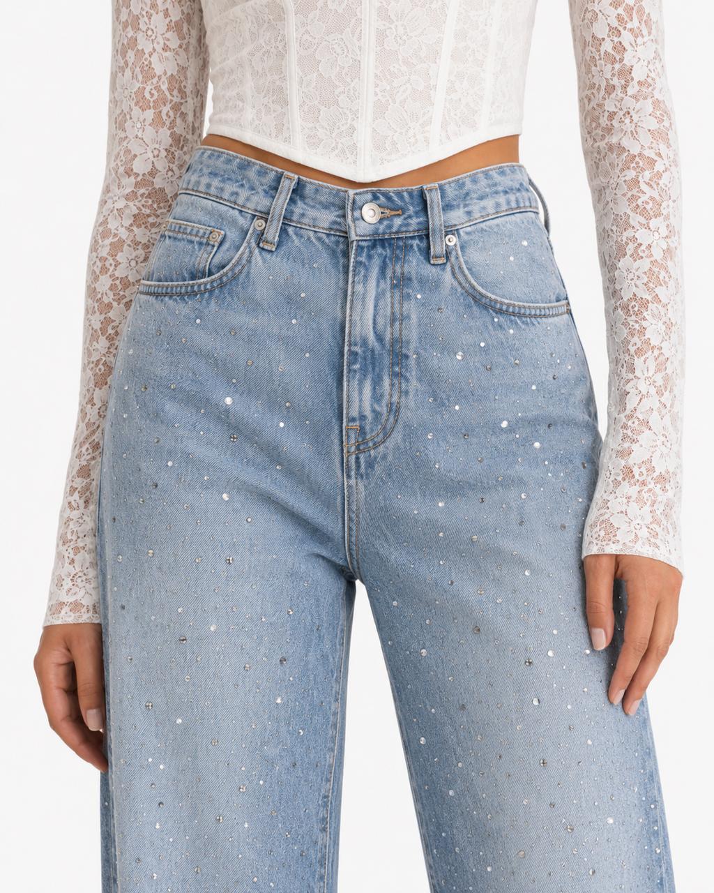 Marlen | Vaquero Recto con Strass