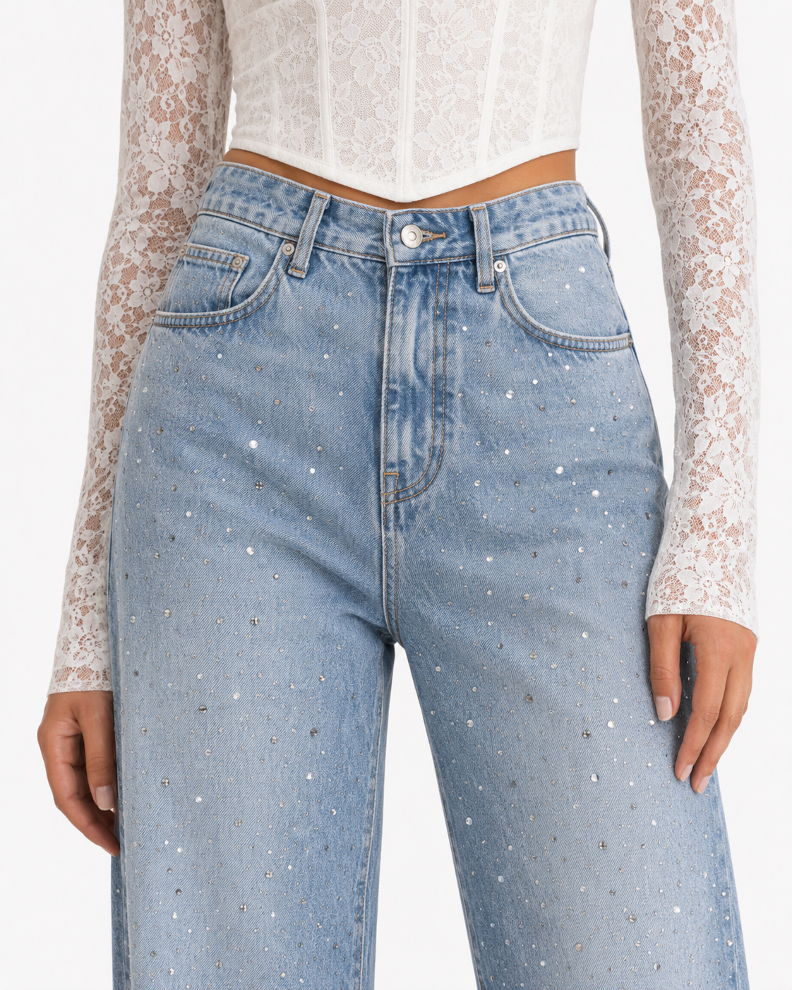 Marlen | Vaquero Recto con Strass