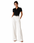 Cinthia | Pantalón Blanco Ancho de Cintura Alta