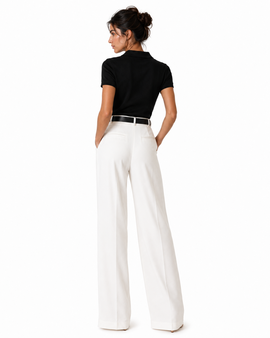 Cinthia | Pantalón Blanco Ancho de Cintura Alta