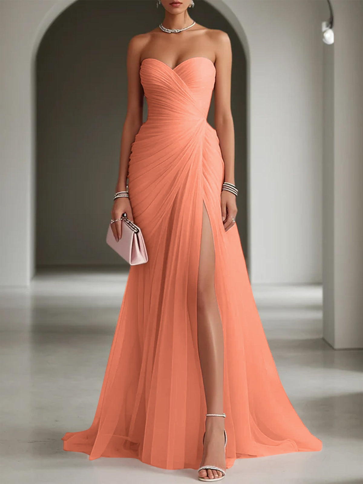 Ariadna | Vestido Largo de Fiesta Drapeado con Abertura