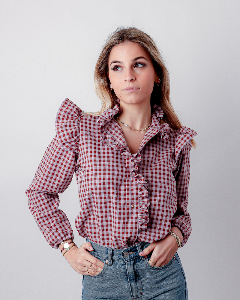 Amapola | Camisa de Cuadros Vichy Granate