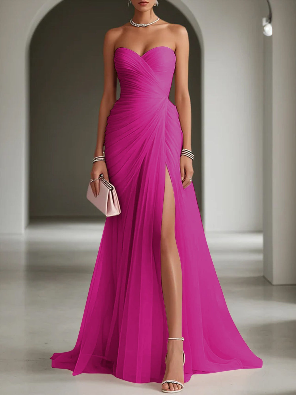 Ariadna | Vestido Largo de Fiesta Drapeado con Abertura