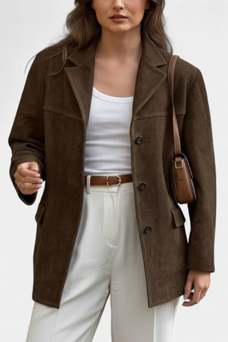 Maya | Chaqueta Efecto Ante Chocolate