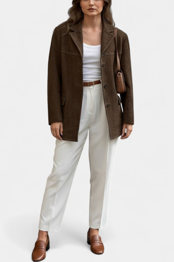 Maya | Chaqueta Efecto Ante Chocolate