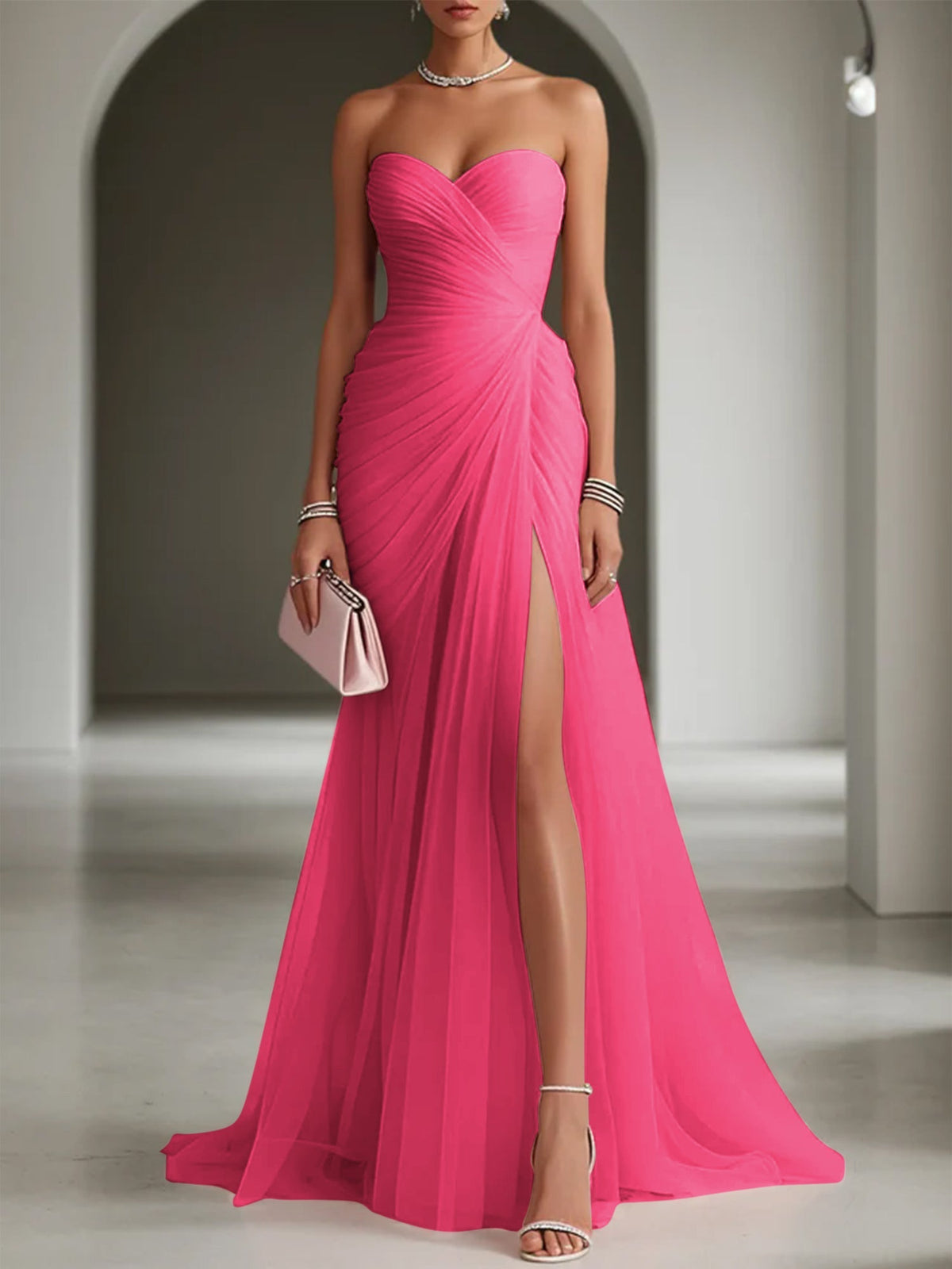 Ariadna | Vestido Largo de Fiesta Drapeado con Abertura