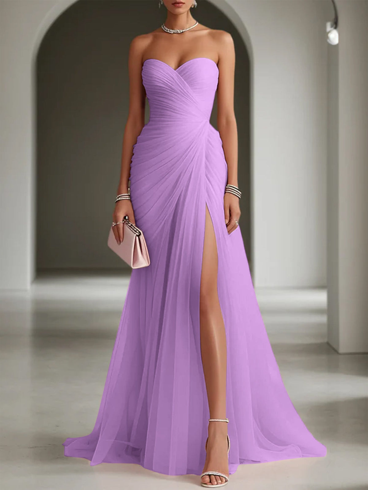 Ariadna | Vestido Largo de Fiesta Drapeado con Abertura