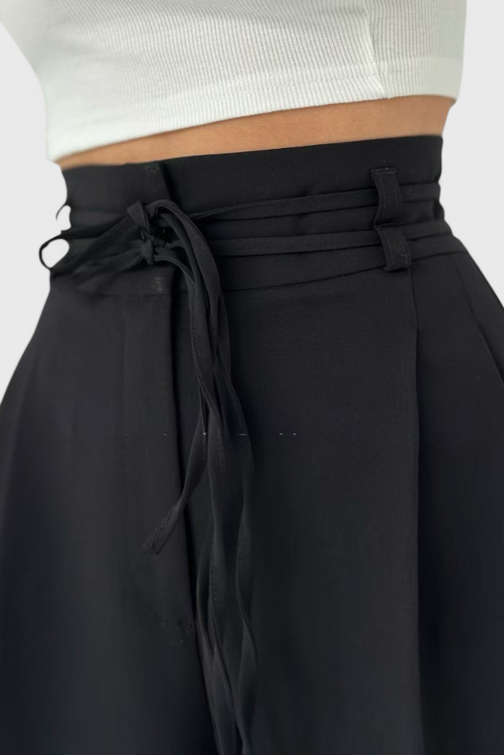 Sofía | Pantalón Ancho de Tiro Alto con Cordón