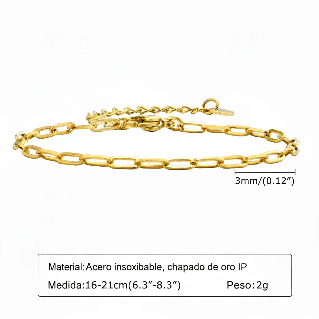 Pulsera Cadena Bañada en Oro