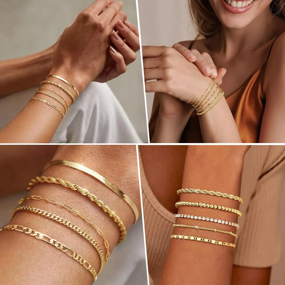 Pulsera Cadena Bañada en Oro