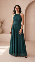 Nerea | Vestido Largo Brillante con Cuello Halter