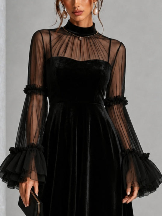 Eleonora | Vestido Midi Plisado de Terciopelo