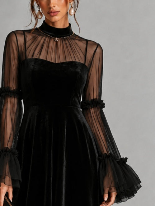 Eleonora | Vestido Midi Plisado de Terciopelo