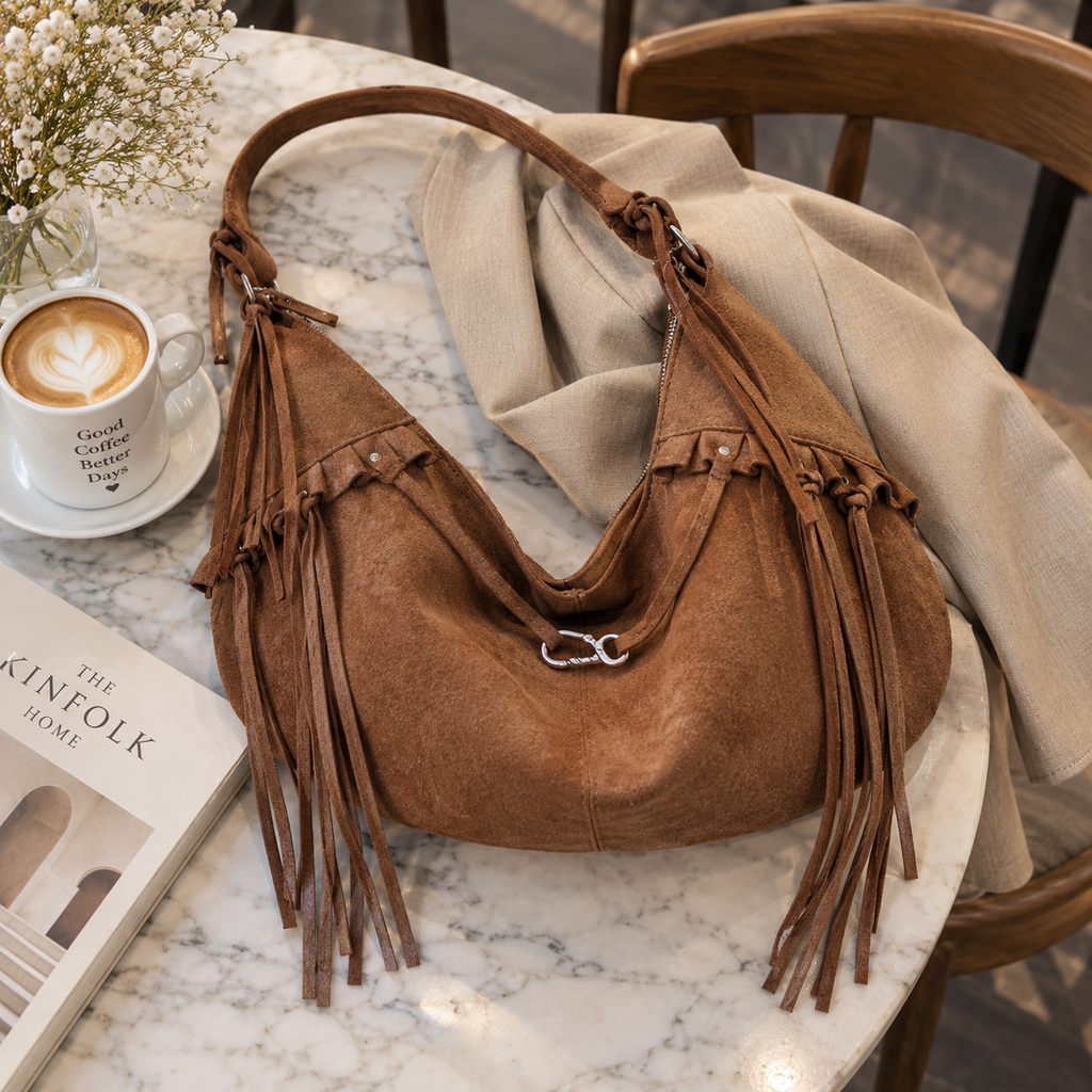 Tessa | Bolso Efecto Ante con Flecos
