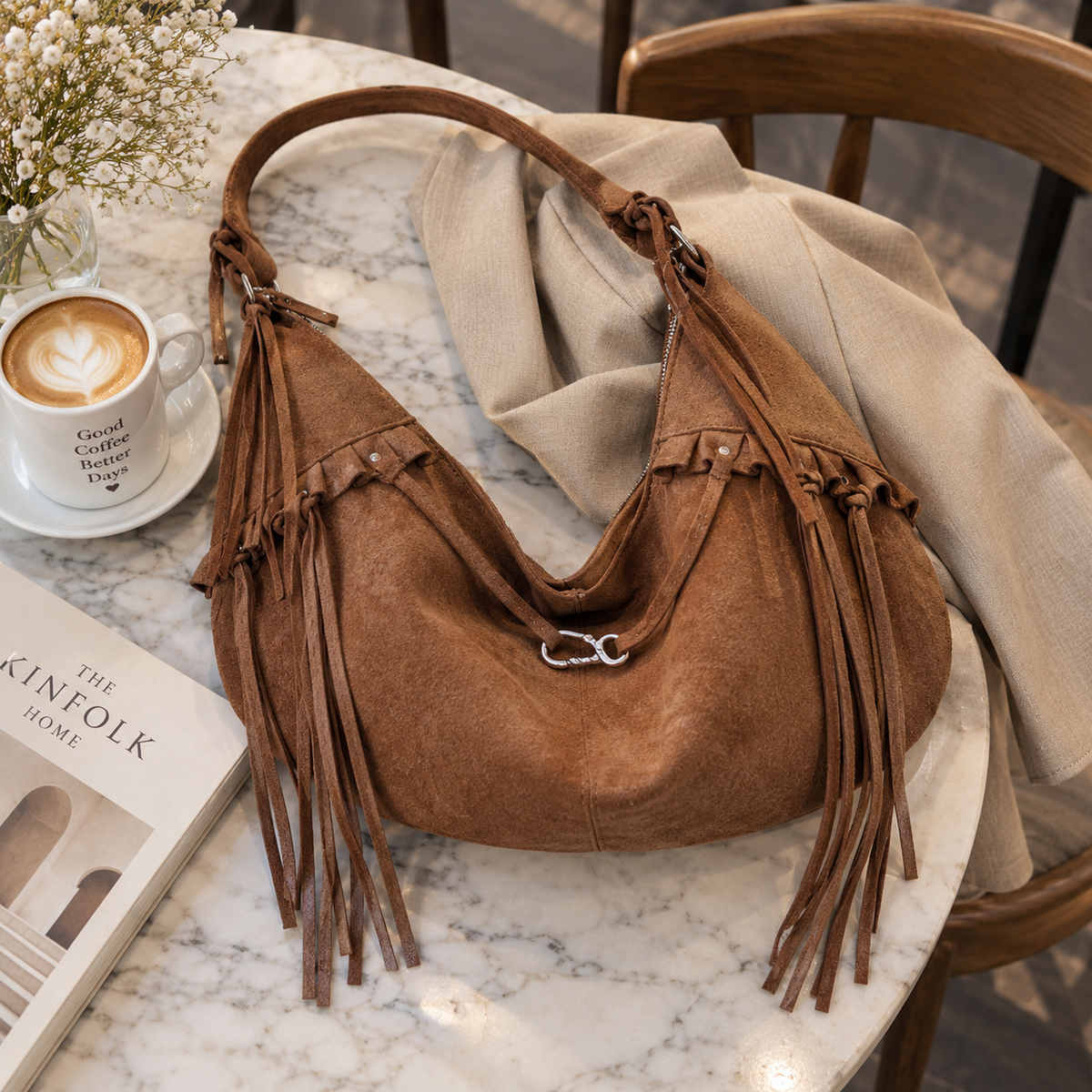 Tessa | Bolso Efecto Ante con Flecos