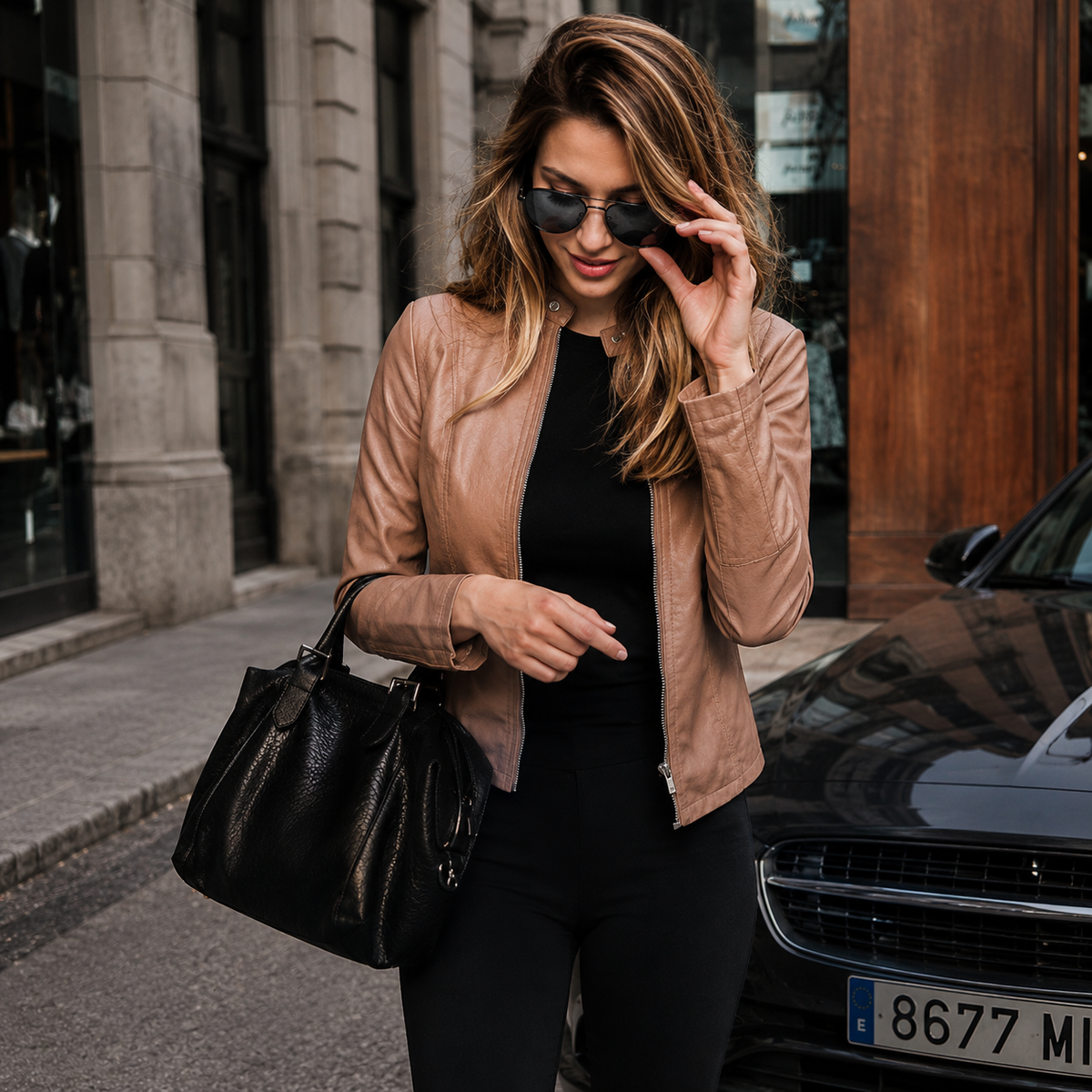 Bolonia | Chaqueta Entallada Efecto Piel