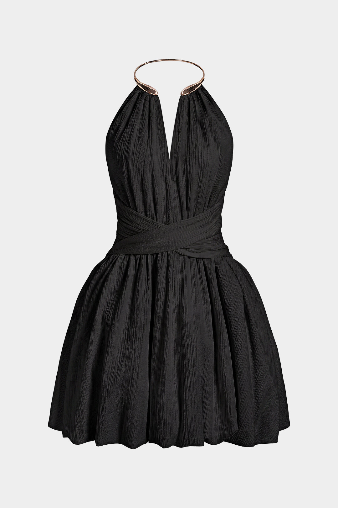 Selene | Minivestido Metalizado con Espalda Cruzada