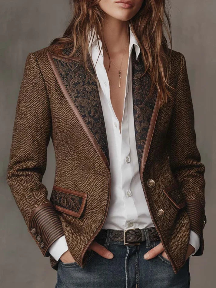 Consuelo | Blazer de Espiga con Detalles Estampados