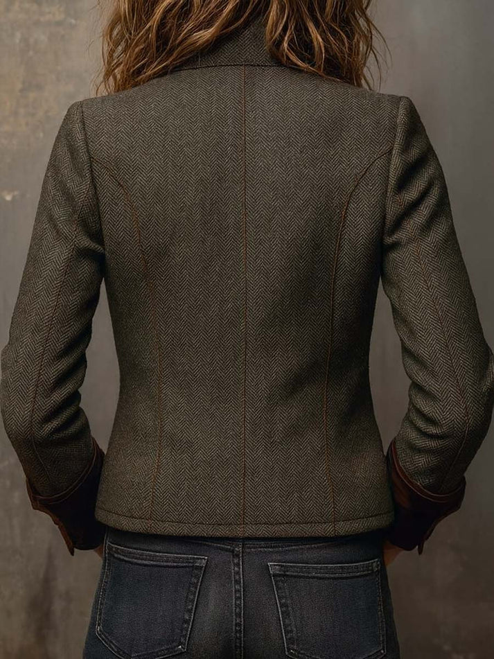 Fátima | Blazer Verde Oliva con Ribetes en Contraste