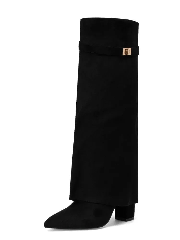 Bruna | Botas Altas de Ante con Hebilla