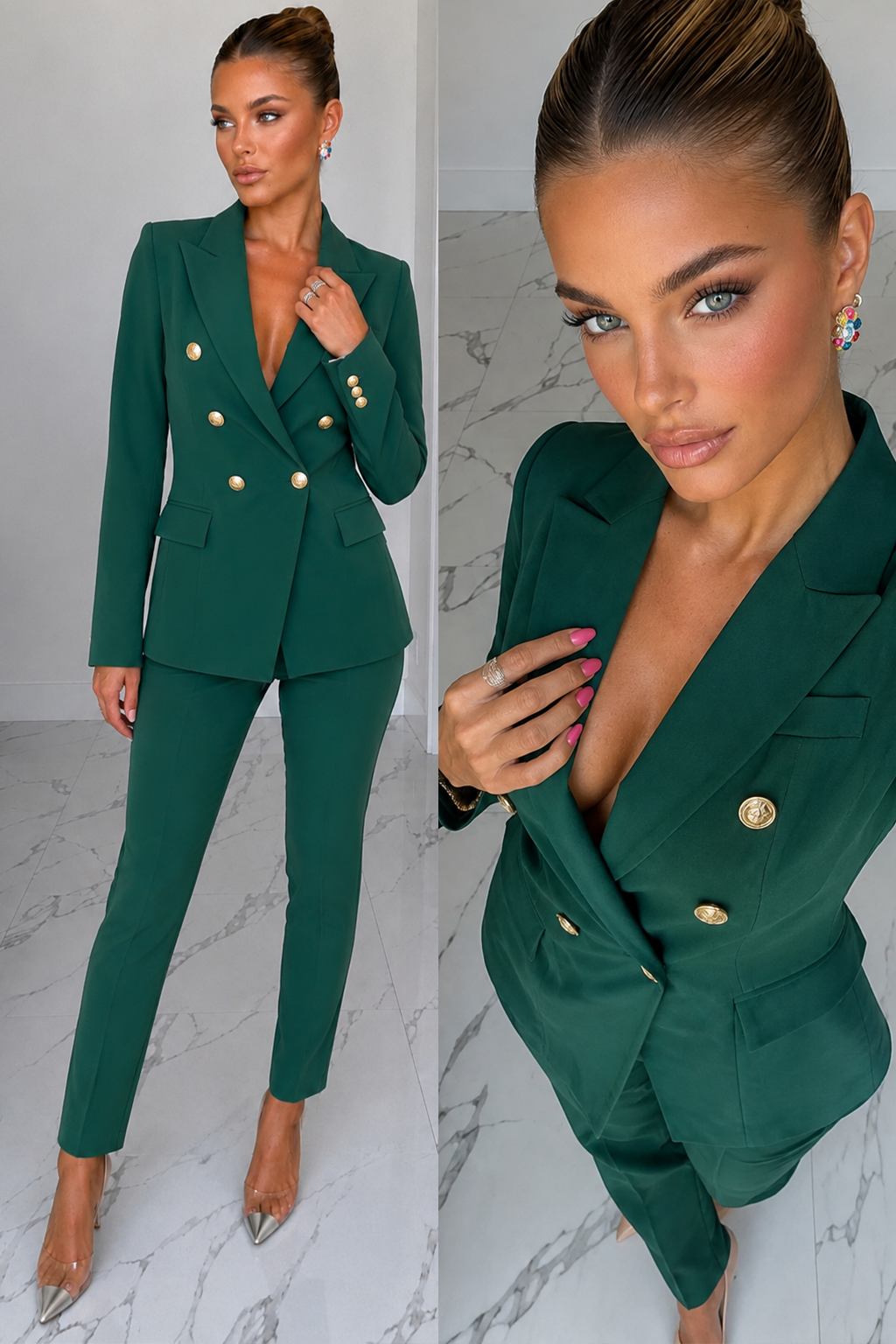 Melisa | Traje de Blazer Cruzada y Pantalón Slim