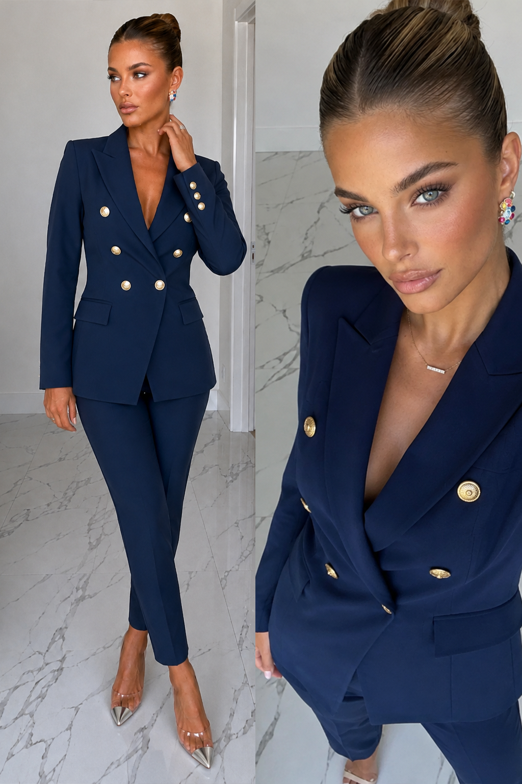Melisa | Traje de Blazer Cruzada y Pantalón Slim