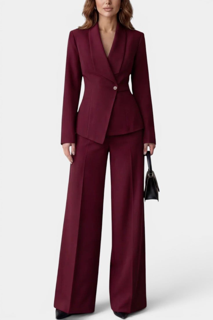Laura | Traje de Blazer Entallada y Pantalón Ancho