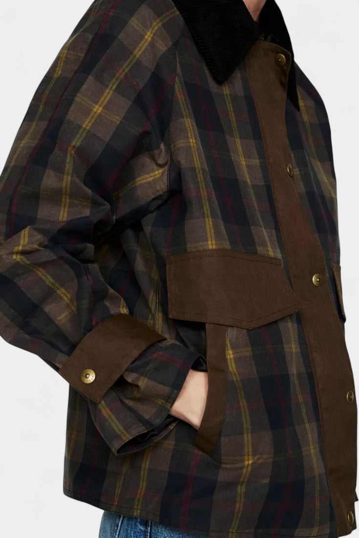 Aurelia | Chaqueta de Cuadros con Cuello en Contraste