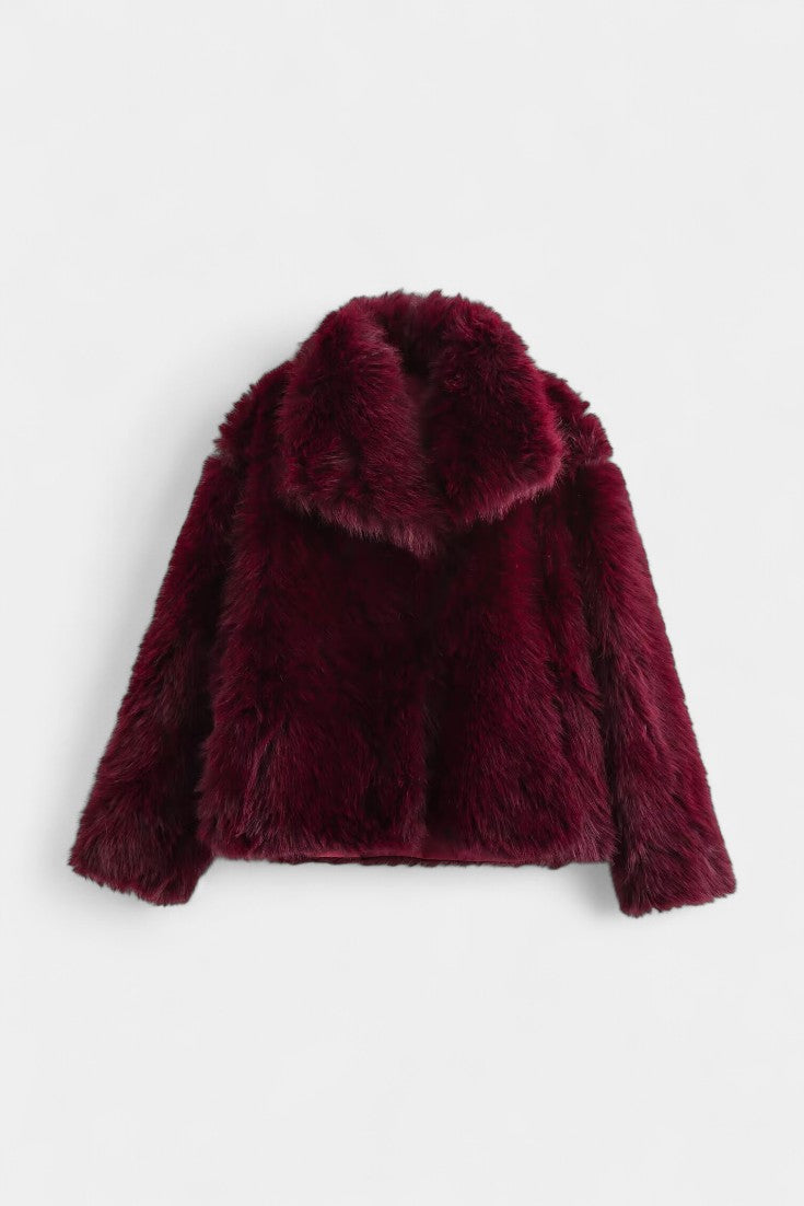 Paola | Chaqueta Efecto Piel con Cuello de Pelo