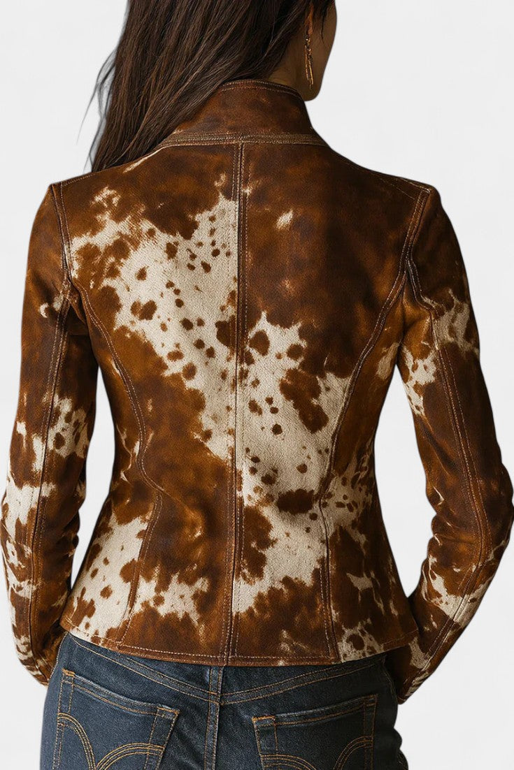 Ofelia | Chaqueta Efecto Ante con Estampado Vaca
