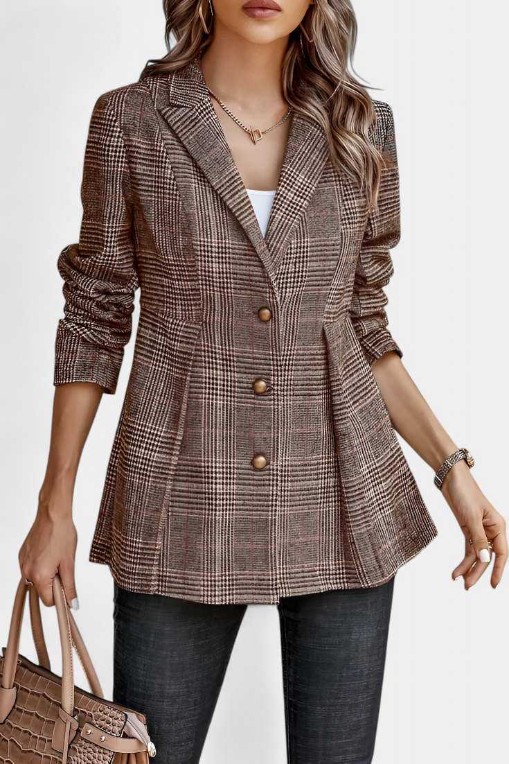 Carla | Chaqueta Péplum de Cuadros