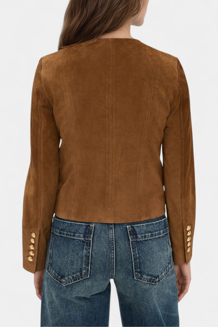 Sasha | Chaqueta Cruzada Efecto Ante
