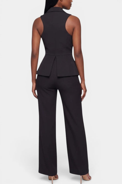 Bárbara | Traje de Chaleco Cruzado y Pantalón Ancho