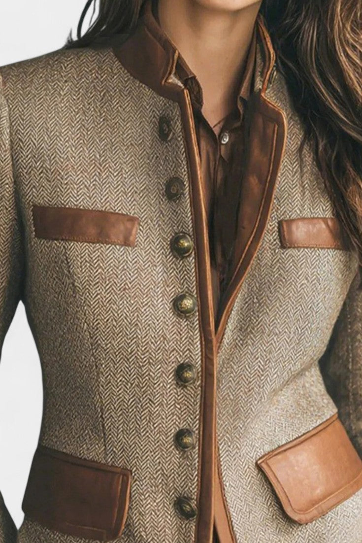 Leticia | Chaqueta de Espiga con Cuello Alto